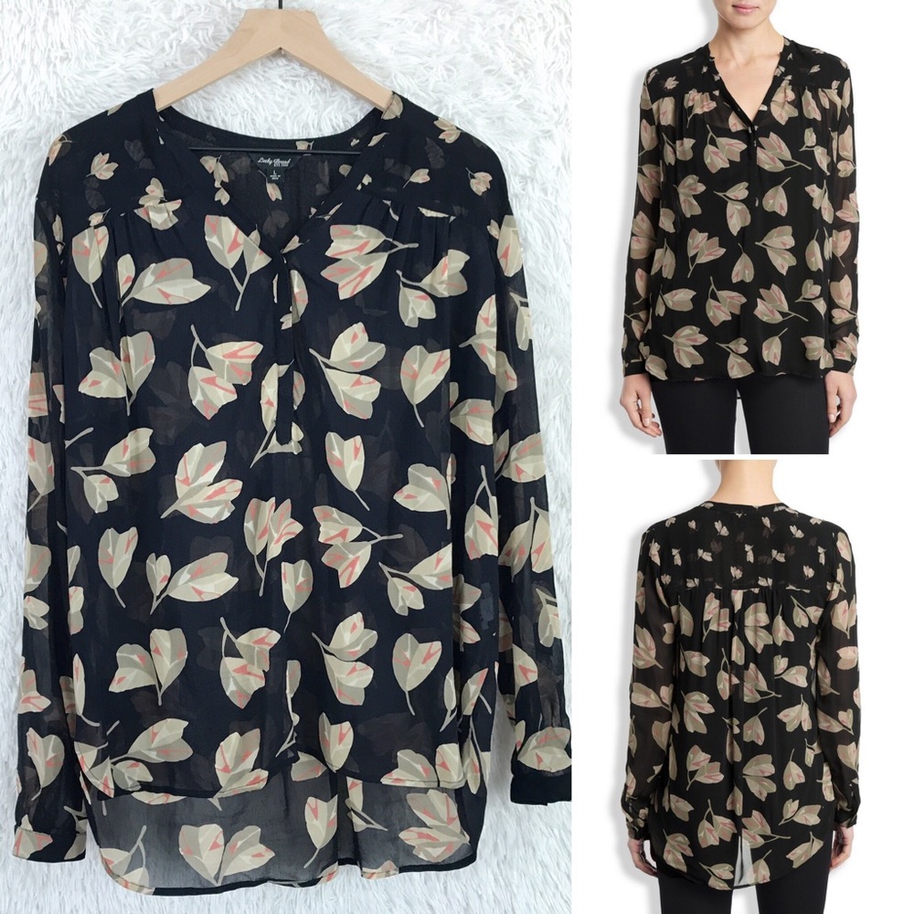 Lucky Brand | Mixed Floral Sheer Popover Sz Large